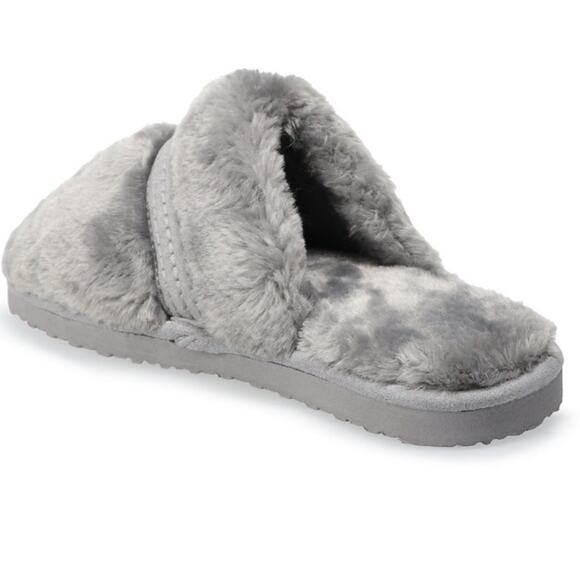 Sonoma Goods For Life gray plush faux fur clogs slippers - Picture 5 of 12